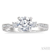 5/8 Ctw Diamond Engagement Ring with 3/8 Ct Round Cut Center Stone in 14K White Gold